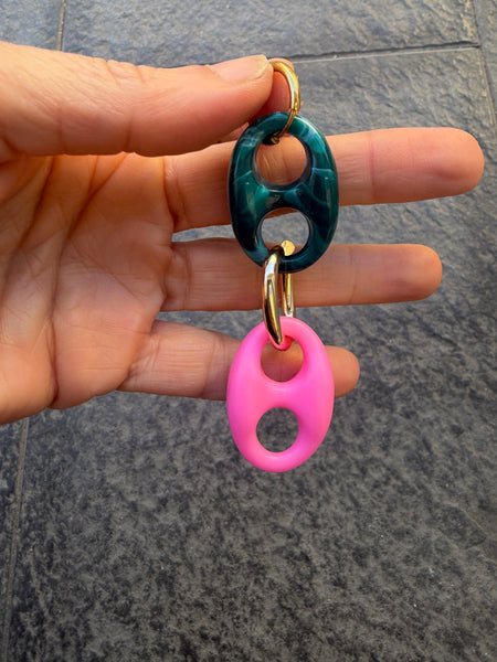 Mono orecchino Marine Florida ottanio e fuxia