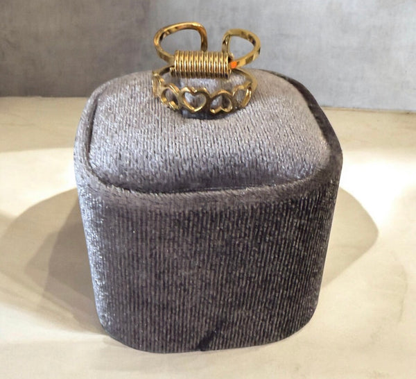 Anello doppio fascia  cuori e molla