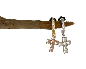 Mono orecchino croce crystal