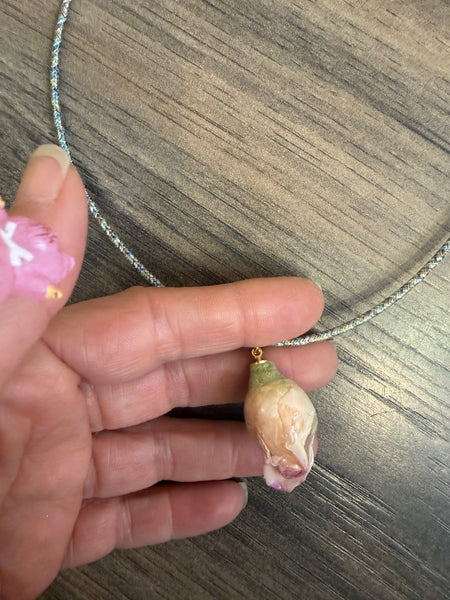 Collana magnetic con charm rosa essiccata rosa  cordino vari colori
