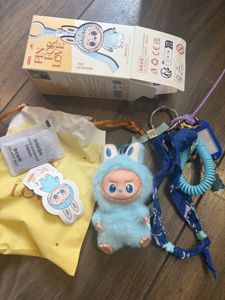 Pimp your bag portachiavi per borsa Mini Labubu Pin for Love turchese K