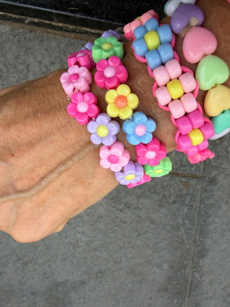 Bracciale colors Beads giro fiori fucsia rosa lilla