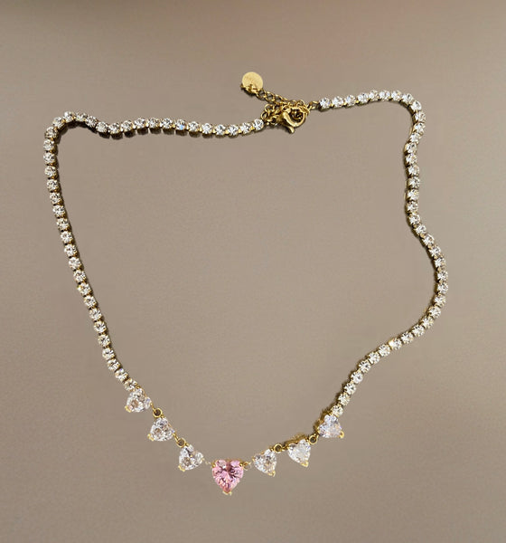 Collana tennis cuori due varianti colore