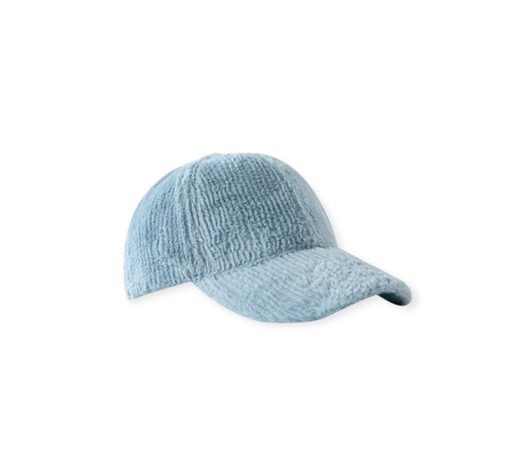 Cappello con visiera baseball in peluche effetto costine vari colori