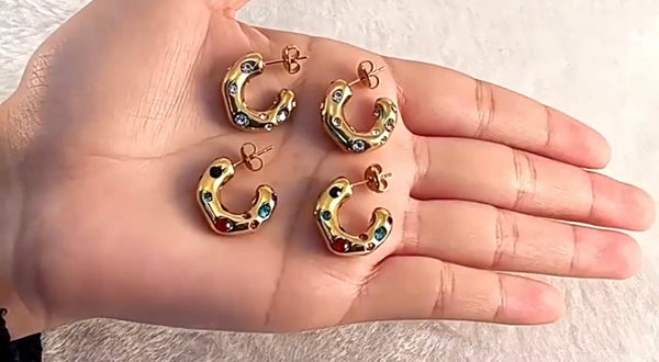 Coppia orecchini Donuts Crystal rainbow Gold