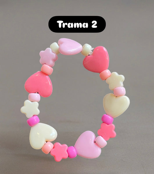 Bracciale Beads giro beads stelline  e cuori large vari colori