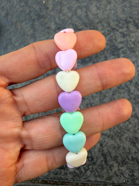 Bracciale colors Beads giro cuori small effetto lucido colori pastello