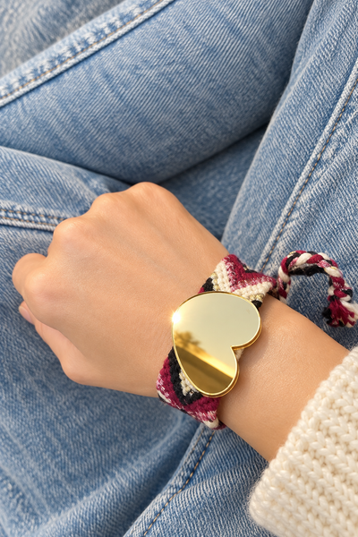 Bracciale friendship con cuore plexiglas specchiato