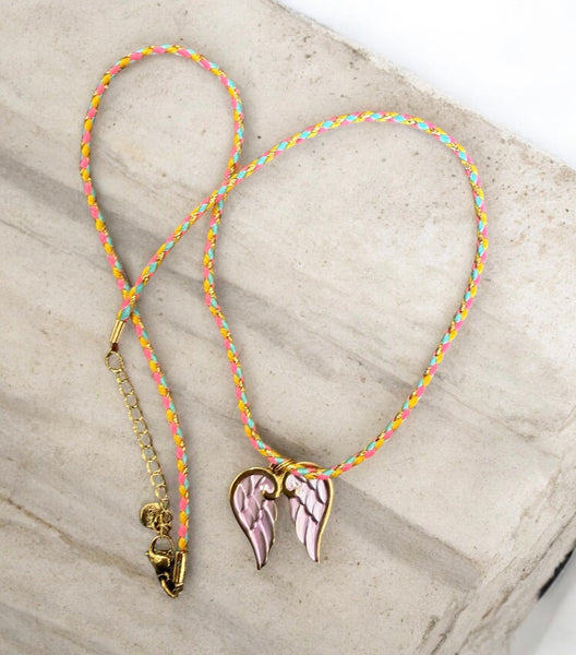 Collana Summer Ibiza Ali d’angelo rosa cordino vari colori