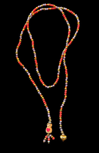 Collana Chinitos  de La Buena  Suerte corallo rosa oro