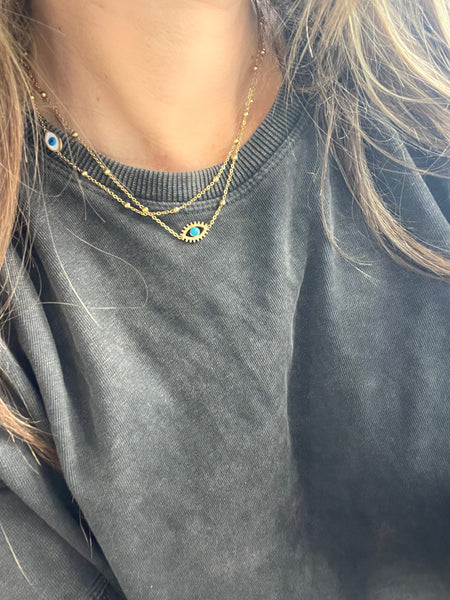 Collana girocollo doppia con occhio greco