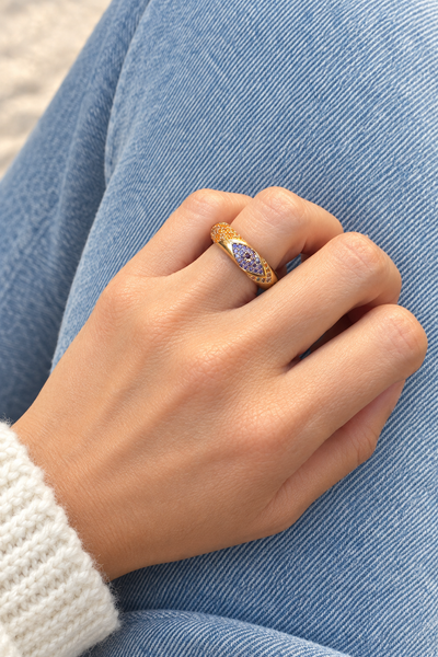 Anello fascia bombata zirconi Rainbow