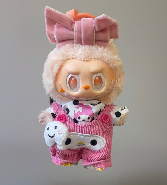 Completo my Melody  salopette t-shirt fiocco per Labubu