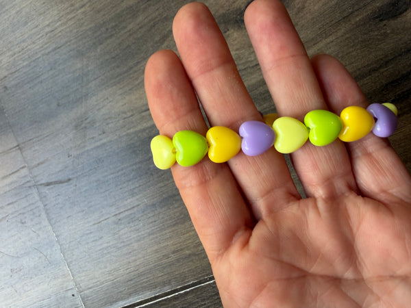 Bracciale colors Beads giro cuori small effetto lucido giallo lume giallo verde lime lilla