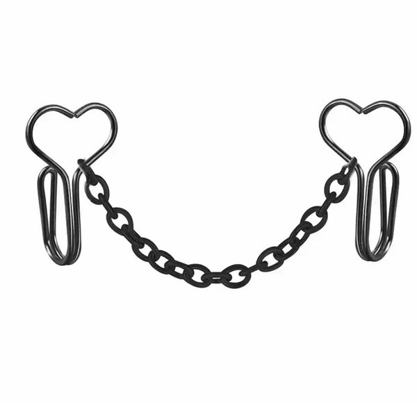 Orecchino per il naso clip Shaper bridge face jewels cuori e catenina vari colori