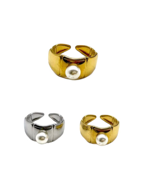 Anello fascia cicciotta con perla