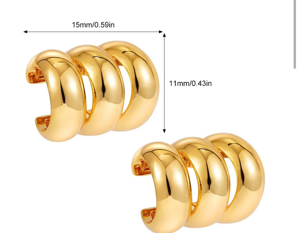 Mono earcuff Carola triplo cerchio unito