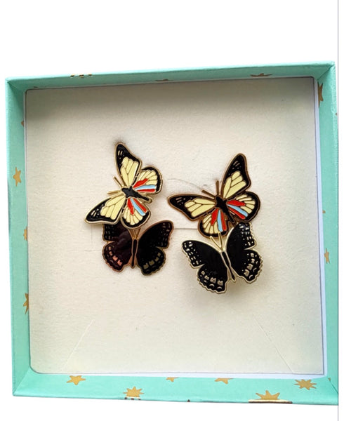 Coppia orecchini principessa glam Secret Garden Butterfly Black