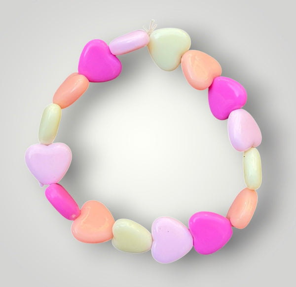 Bracciale colors Beads giro cuori small effetto lucido  fuxia rosa salmone bianco