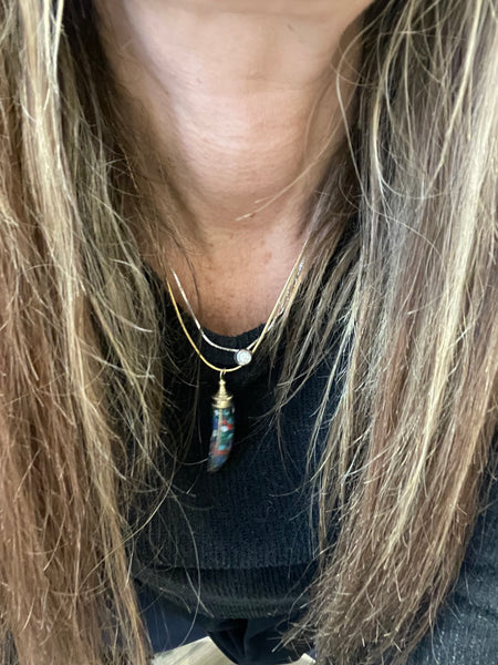 Collana corno tibetano piccino vari colori