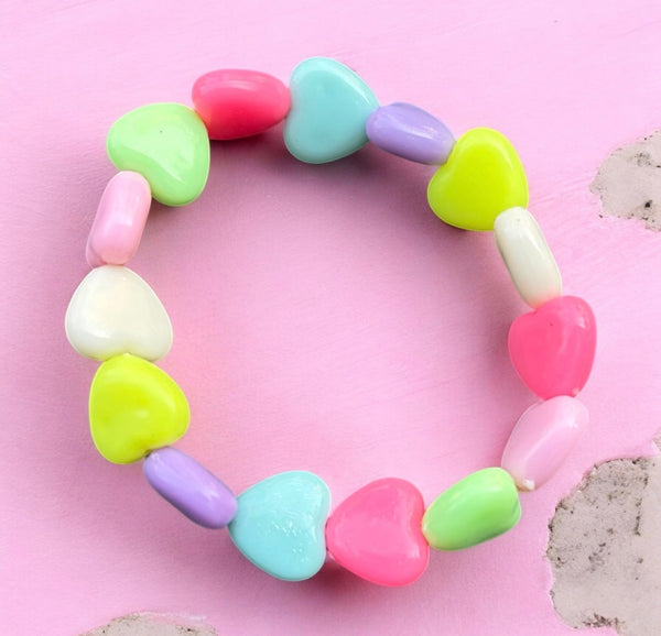 Bracciale colors Beads giro cuori small effetto colori pastello e neon