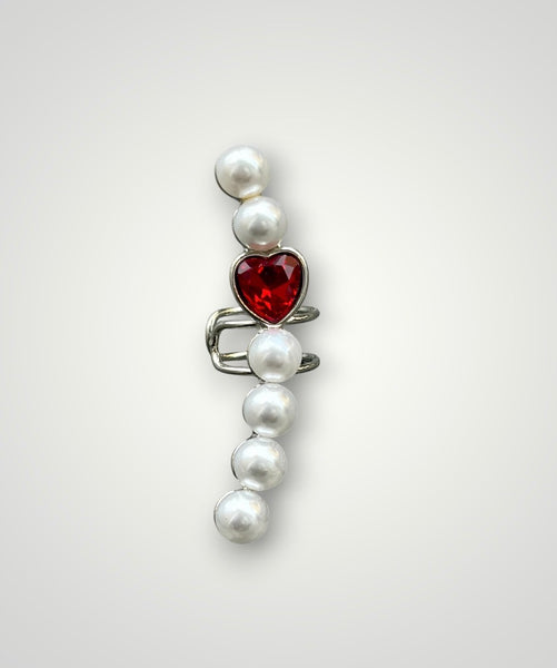 Mono Earcuff perle e cuore crystal