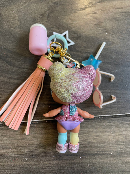 Pimp your Bag Lol capelli Rainbow pastel glitter   con occhiali da sole estraibili