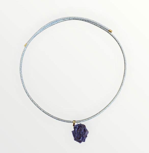 Collana magnetic con charm rosa essiccata viola cordino vari colori