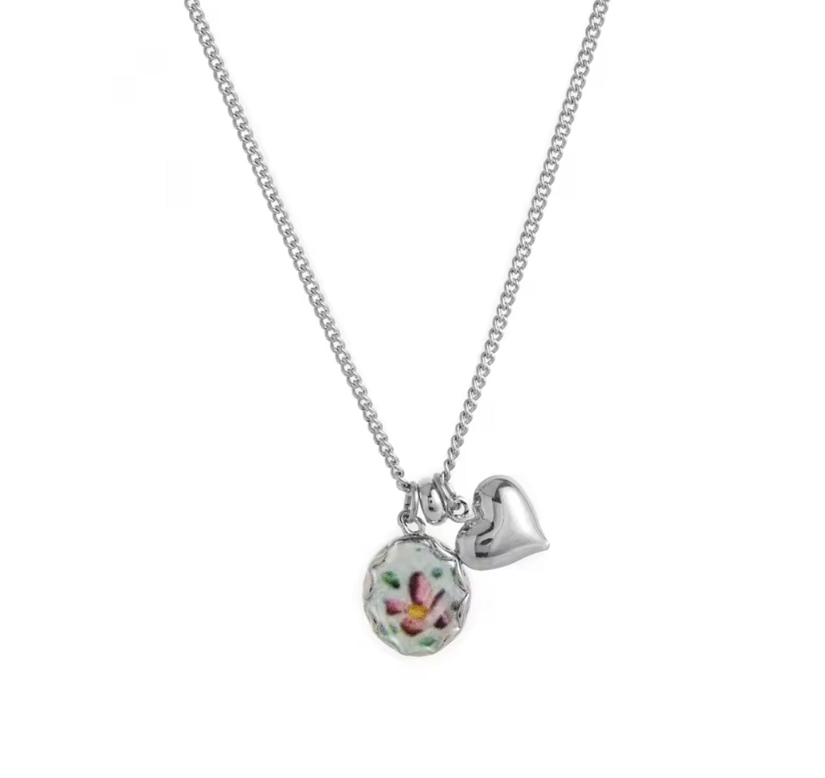 Collana Little Italy retro flowers multi charms cuore