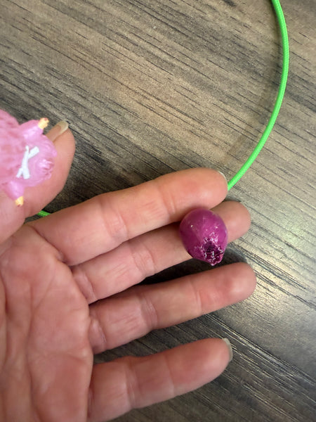 Collana magnetic con charm rosa essiccata fuxia cordino vari colori