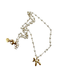 Collana micro giro di perle e Baloon dog due varianti colore