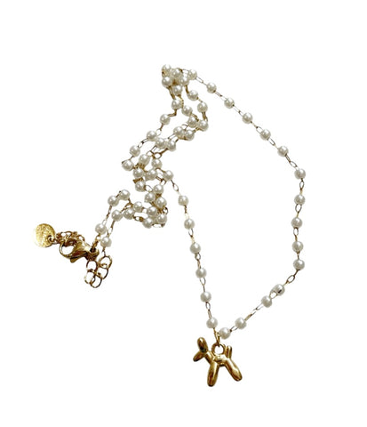 Collana micro giro di perle e Baloon dog due varianti colore