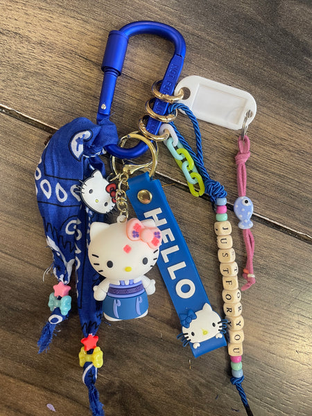 Pimp your Bag Keychain charms per borsa e portachiavi hallo kitty blue jeans kiss