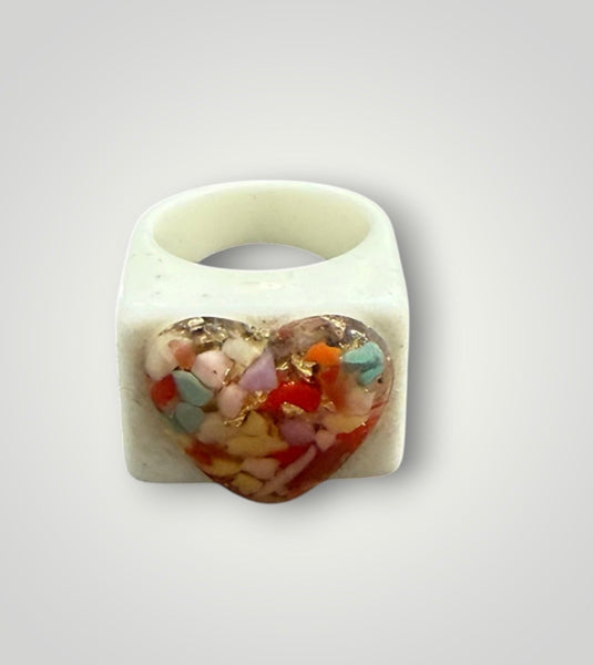 Anello resina cuore mosaico l’anello sceglie dove andare vari colori