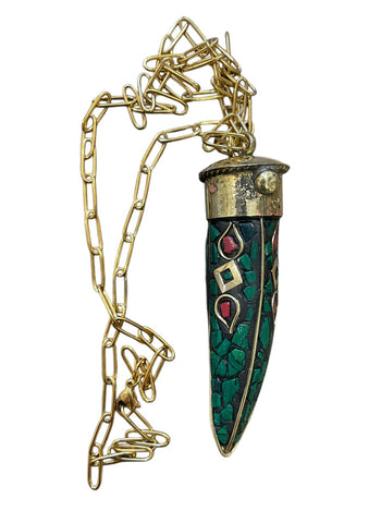 Collana corno tibetano grande vari colori 60cm