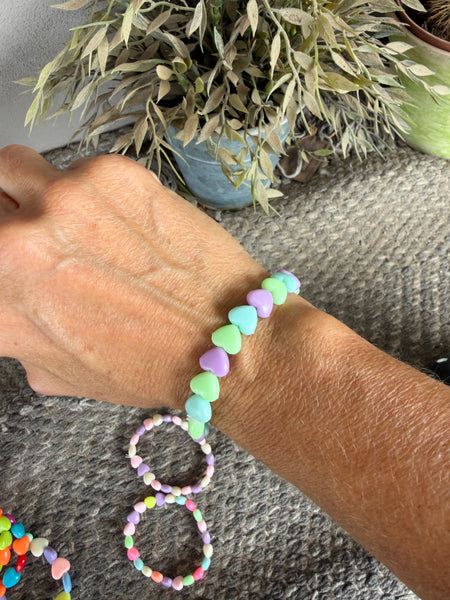 Bracciale colors Beads giro cuori xsmall lilla verde acqua azzurro