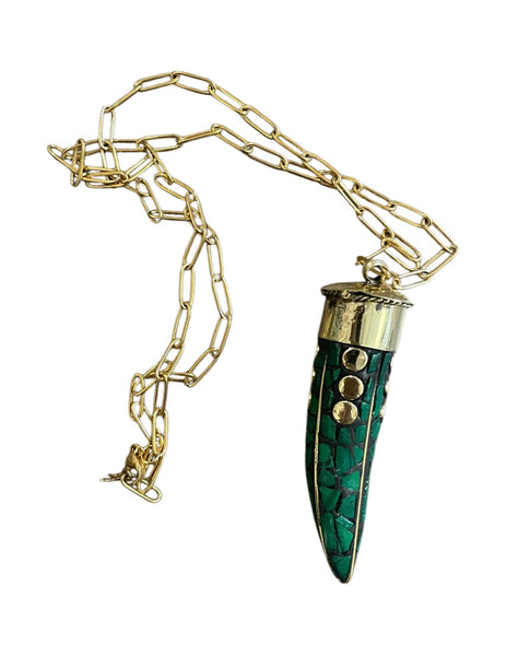 Collana corno tibetano grande vari colori 60cm