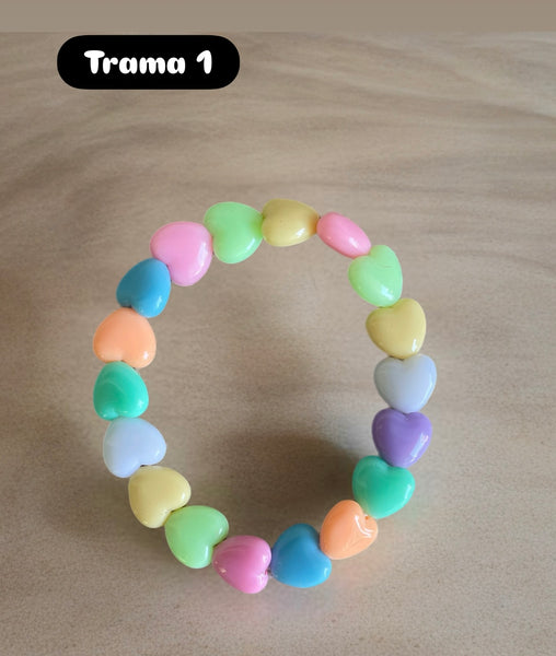 Bracciale Beads giro cuori small vari colori