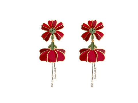 Coppia orecchini principessa glam winter flower Red tulip