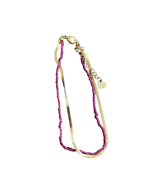Cavigliera doppia snake piatto e cristallini vari colori
