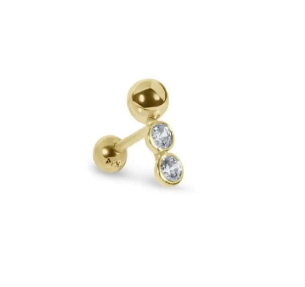 Mono orecchino piercing sfera e due punti luce argento 925