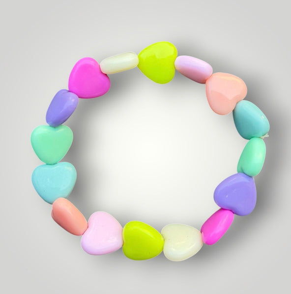 Bracciale colors Beads giro cuori small effetto lucido colori pastello con celeste  e giallo più accesi