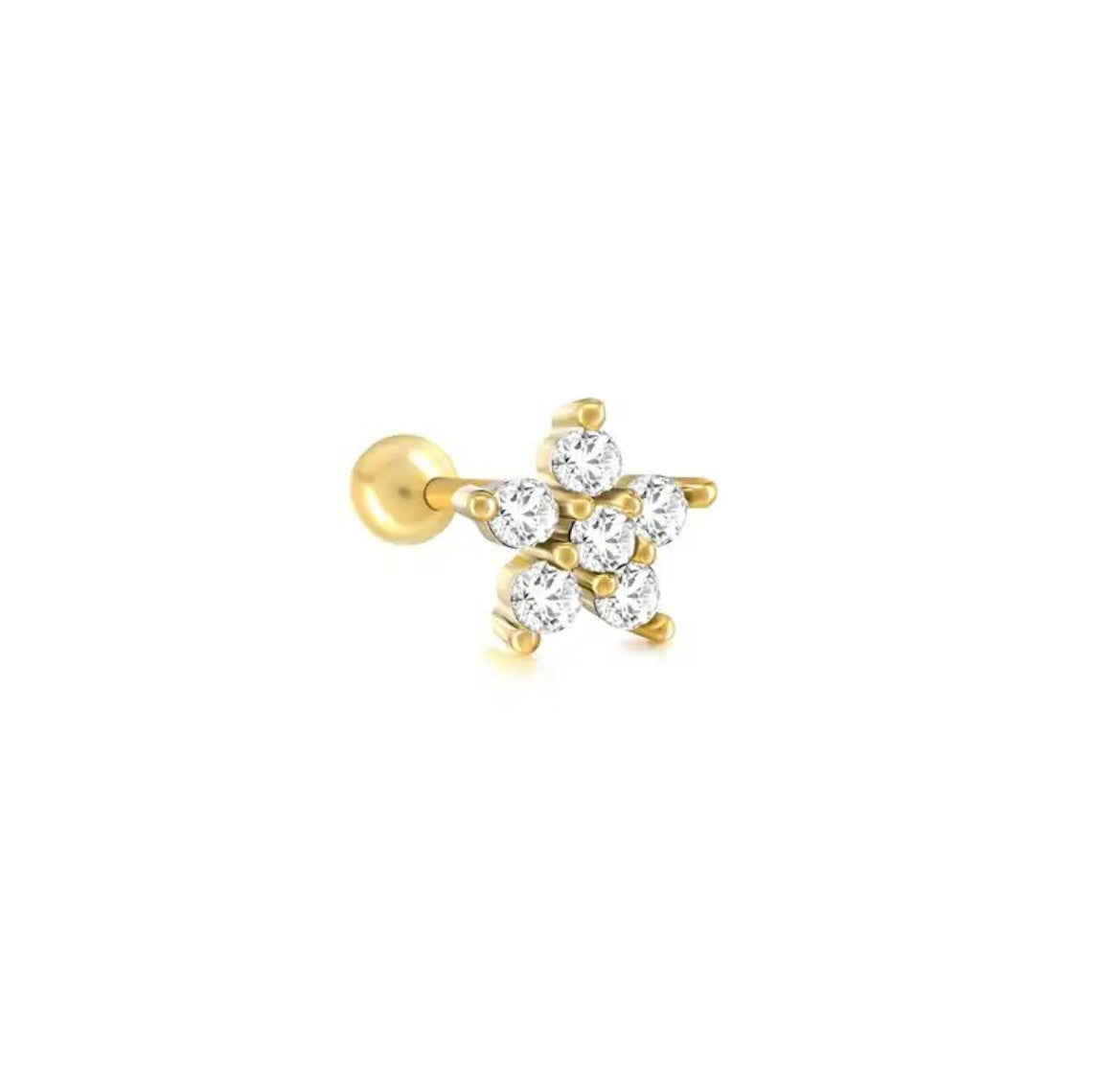 Mono orecchino piercing stells crystal argento 925