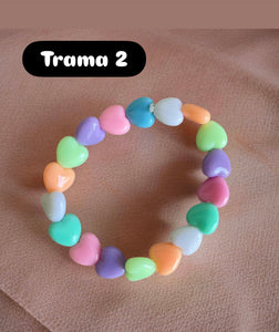 Bracciale Beads giro cuori small vari colori