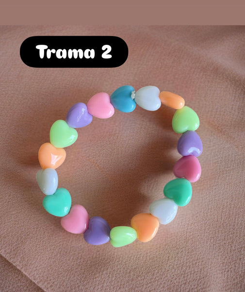 Bracciale Beads giro cuori small vari colori