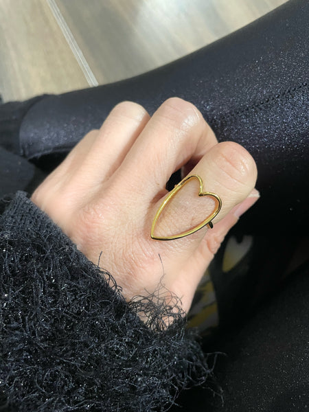 Anello regolabile cuore vuoto liscio