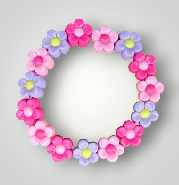Bracciale colors Beads giro fiori fucsia rosa lilla