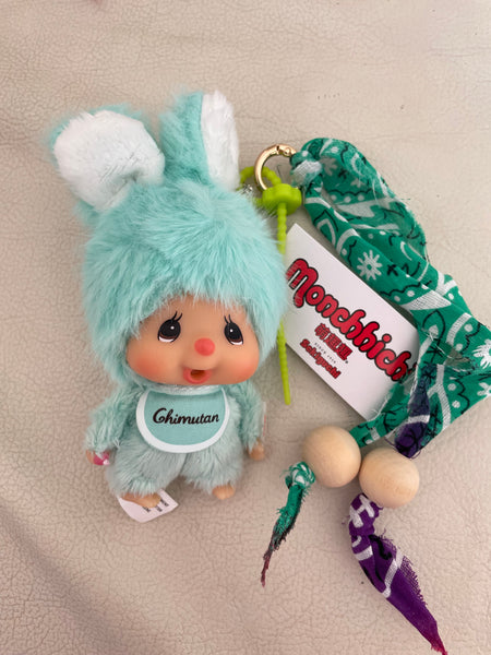 Pimp your Bag chimutan il coniglio amico di Monchichi verde acqua
