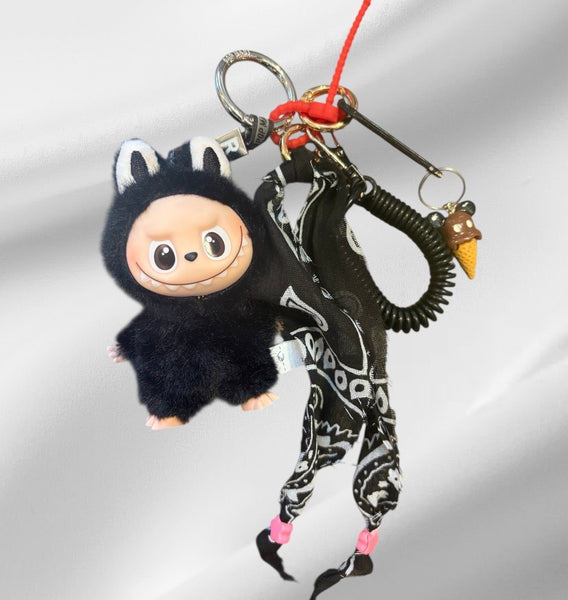 Pimp your bag portachiavi per borsa Mini Labubu Pin for Love nero R