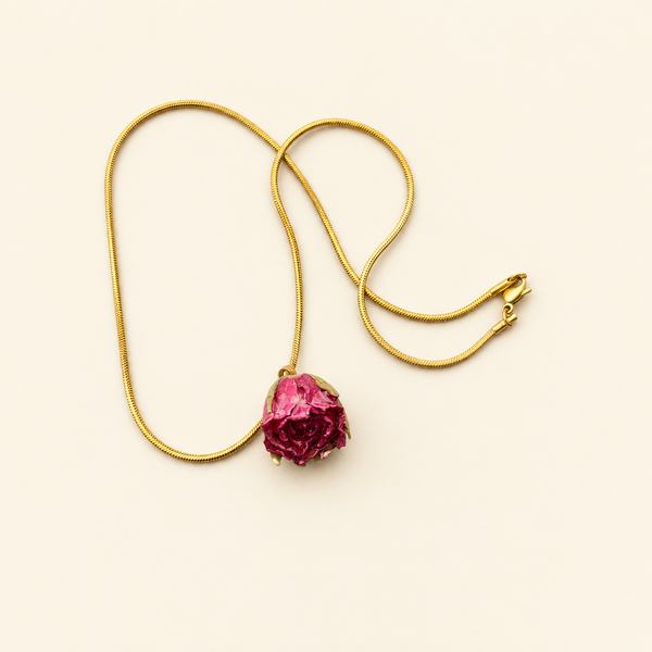Collana rosa essiccata catenina 50 cm vari colori